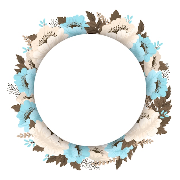 Download Light blue floral wreath border Vector | Free Download