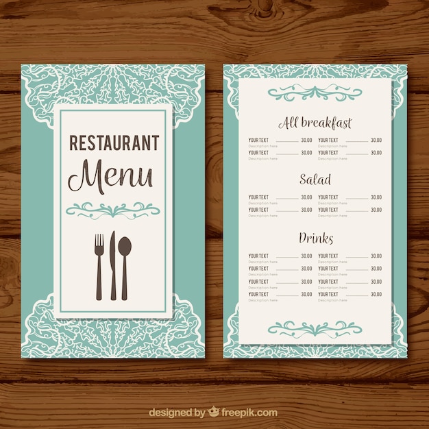 Light blue menu template Vector | Free Download