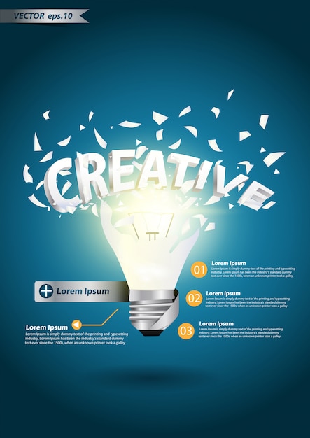 Light bulb creative alphabet explode concept Premium Vector