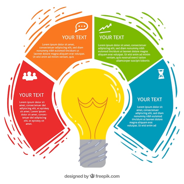 light-bulb-infographic-with-different-colors-free-vector