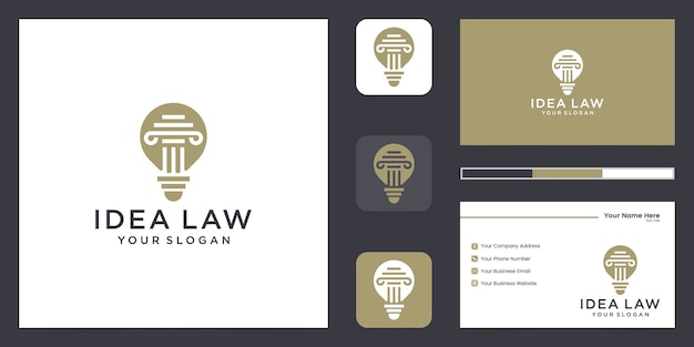 Light bulb law logo and business card Premium Vector