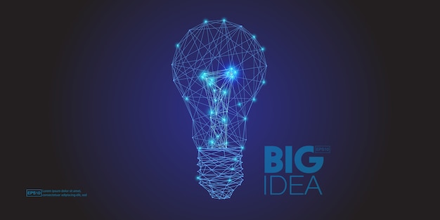 Light bulb line in low polygon style. Premium Vector