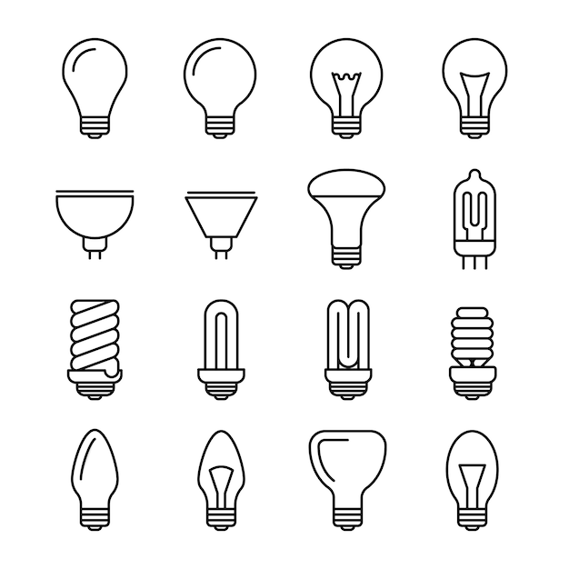  Light bulb outline icons