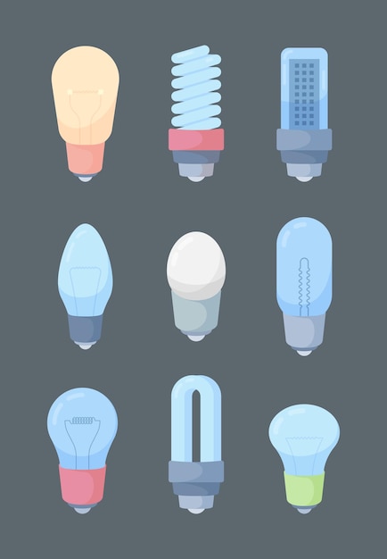 Premium Vector | Light bulbs collection. electric light simple flat ...