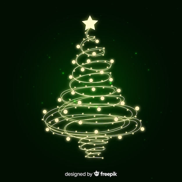 Download Light garland christmas tree | Free Vector