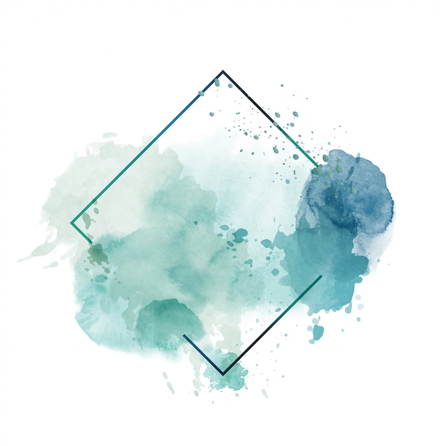 Premium Vector | Light green abstract watercolor background with polygonal frame