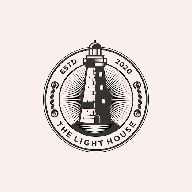 灯台ロゴテンプレートイラスト プレミアムベクター