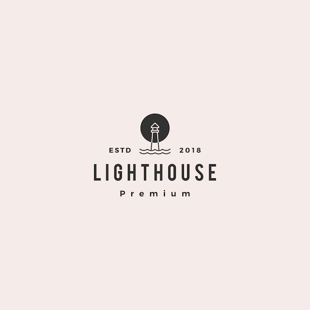 Lighthouse logo vector icon line outline monoline Premium Vector
