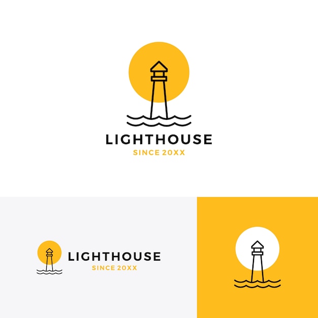 Lighthouse Logo Vector Icon Line Outline Monoline Premium Vector
