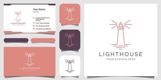 Premium Vector Lighthouse Searchlight Beacon Tower Island Simple Line Art Style Logo Design