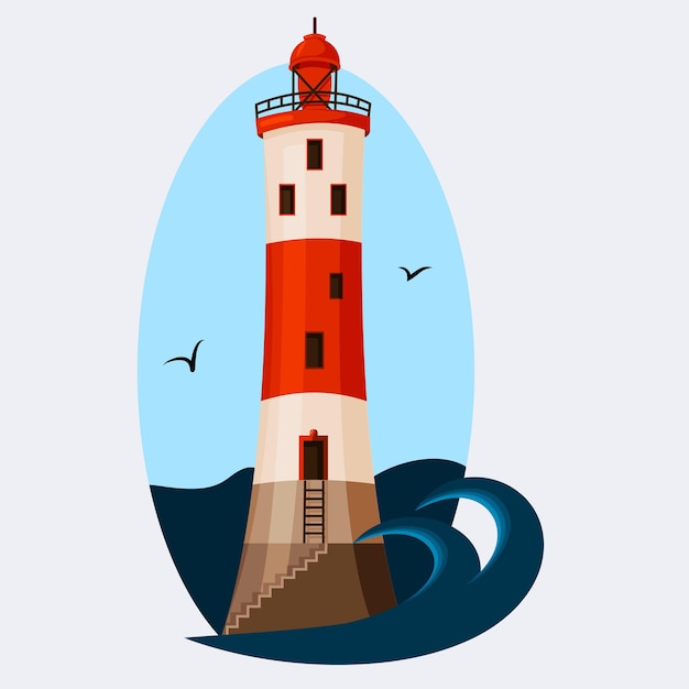 Premium Vector | Lighthouse tower against the sky