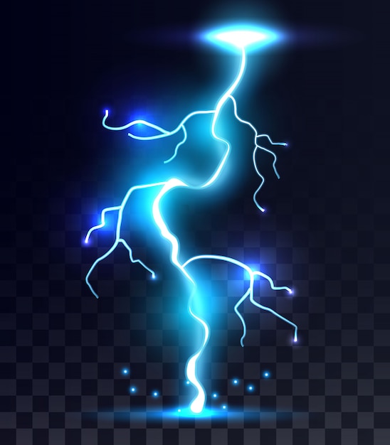 Lightnings, thunder bolt, storm, sparkle magic. Premium Vector