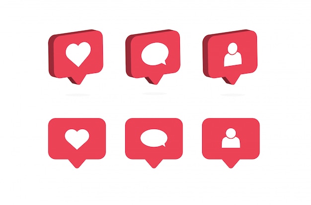 Like, comment, follow icon. social media notifications. Premium Vector