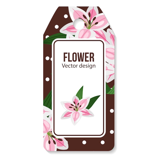 Download Lilies flower on brown tag | Premium Vector