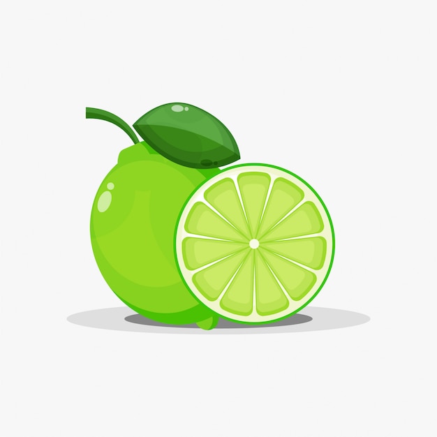 Lime and lime slices | Premium Vector