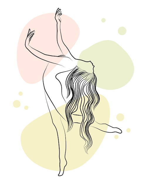 Premium Vector Line Art Black Contour Of A Naked Woman On A White