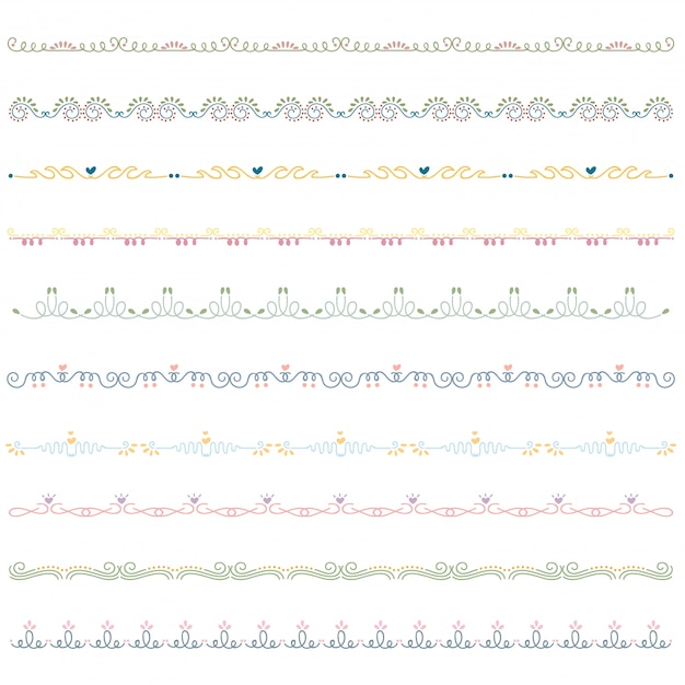 Download Line border set and scribble design element. | Premium Vector