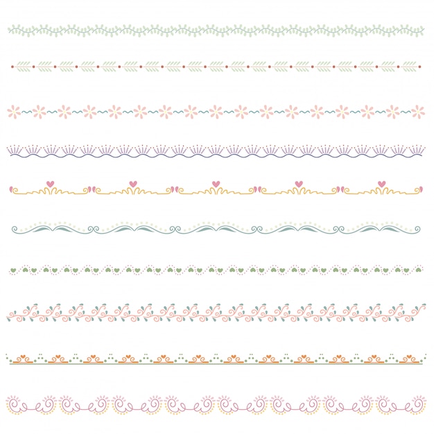 Download Line border set and scribble design element. Vector ...