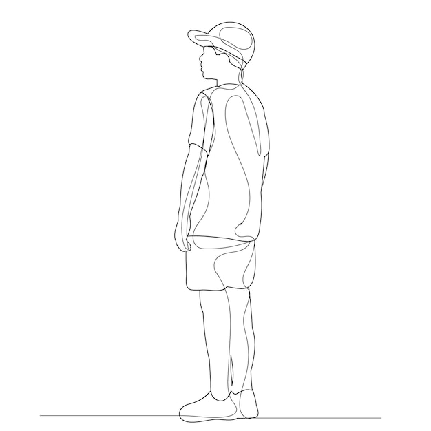 Premium Vector | Line drawing of a child standing, sketch