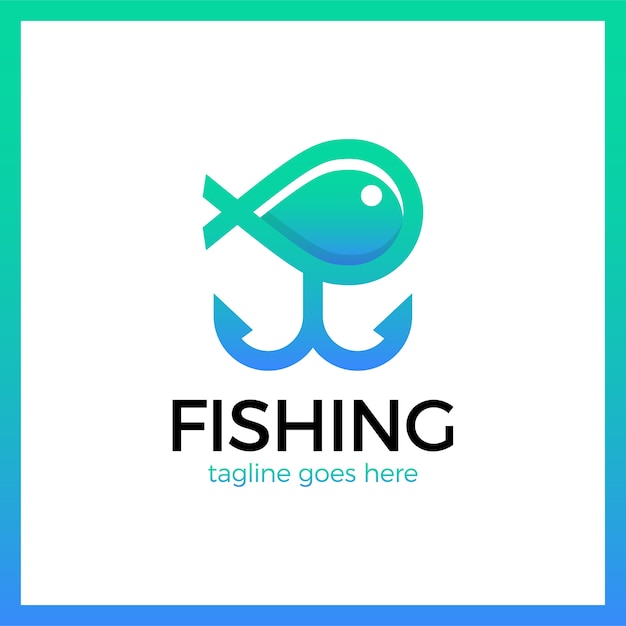 Download Line simple fishing two anchor logotype Vector | Premium ...