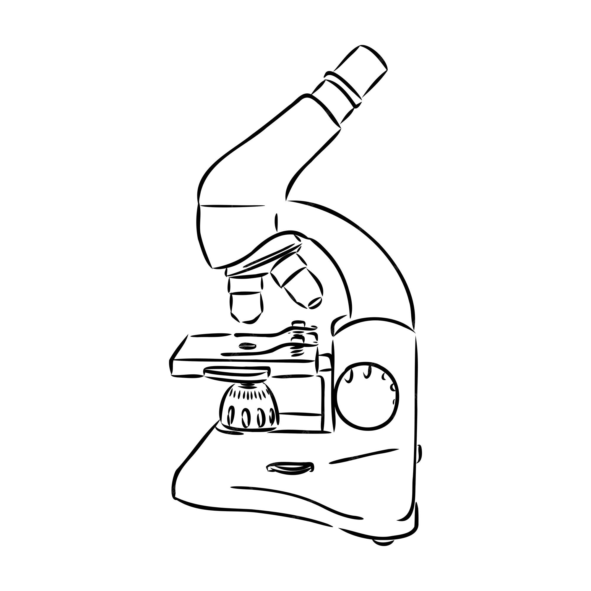 Premium Vector | Line style vector illustration of microscope. logo of ...