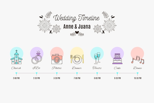 Download Lineal style of wedding timeline Vector | Free Download