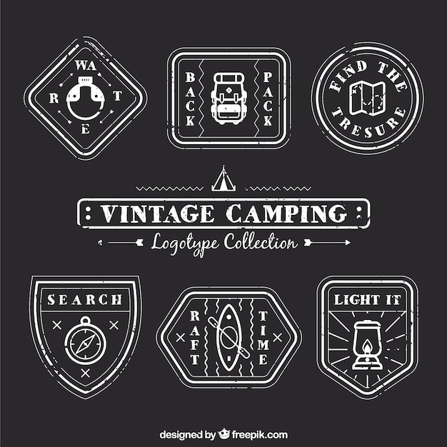 Lineal vintage camping logos