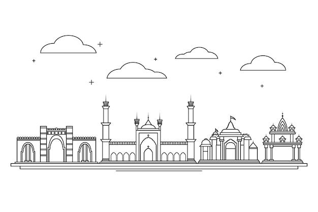 Linear ahmedabad skyline | Free Vector