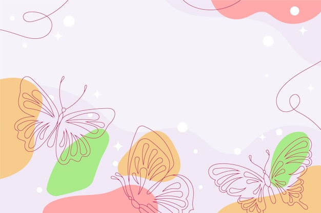 Premium Vector | Linear flat butterfly outline background