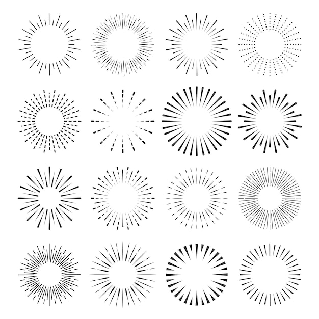 Free Vector | Linear flat sunburst collection