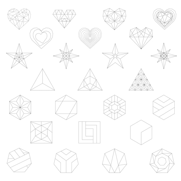 Linear illustration of geometric shapes Free Vector