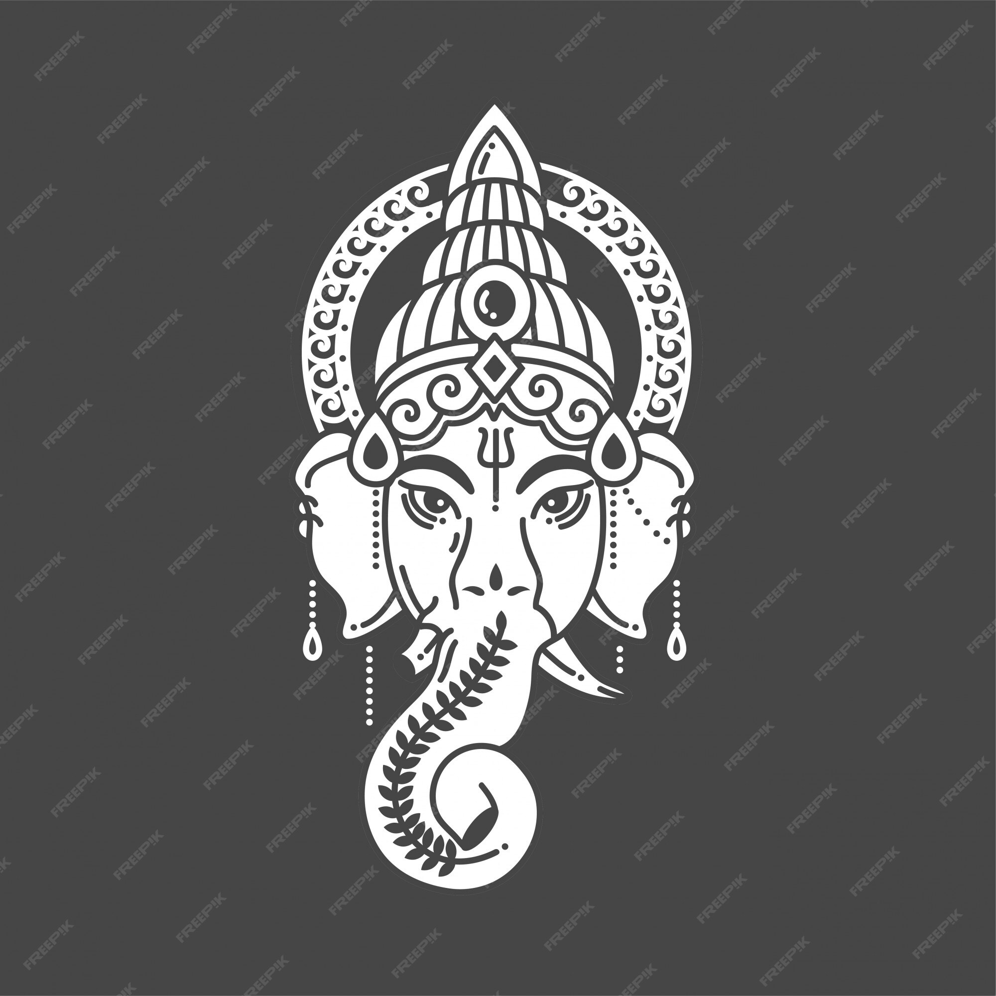 Premium Vector | Linear illustration of indian god religion symbol ...