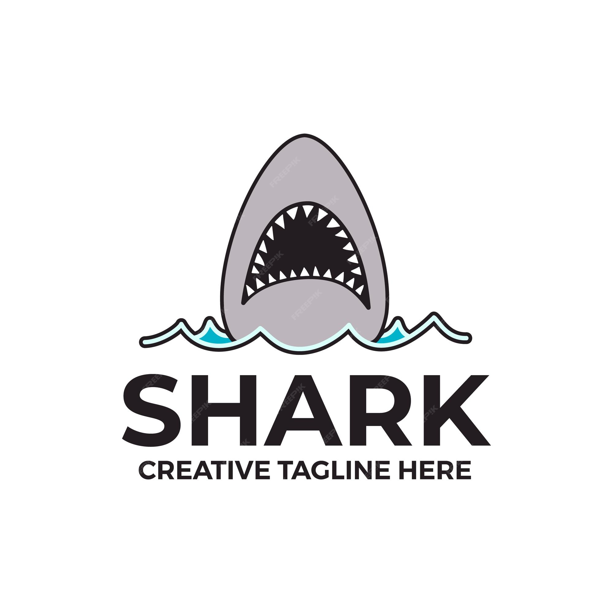 Premium Vector | Linear illustration of shark with opened mouth ...