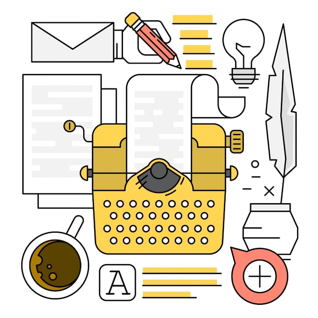 Linear typewriting elements Free Vector