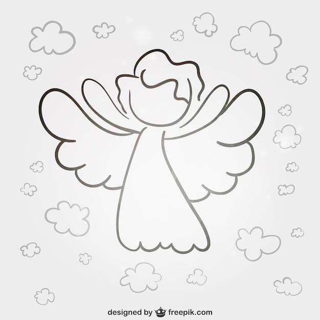 Lineart angel Free Vector
