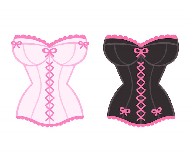 Premium Vector | Lingerie corset with pink lace cartoon