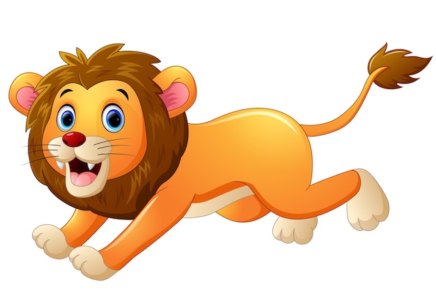 Premium Vector | Lion cartoon running