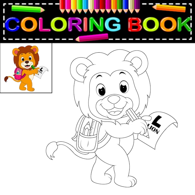 Premium Vector | Lion coloring book