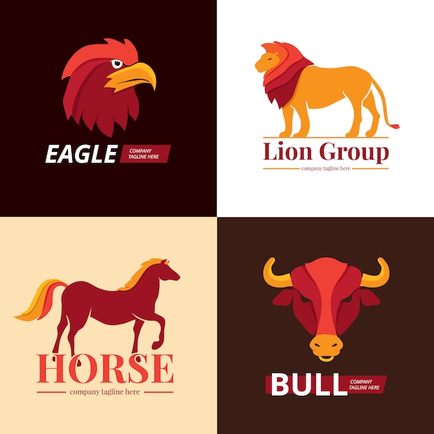Download Free Lion Eagle Horse And Bull Logo Set Free Vector Use our free logo maker to create a logo and build your brand. Put your logo on business cards, promotional products, or your website for brand visibility.