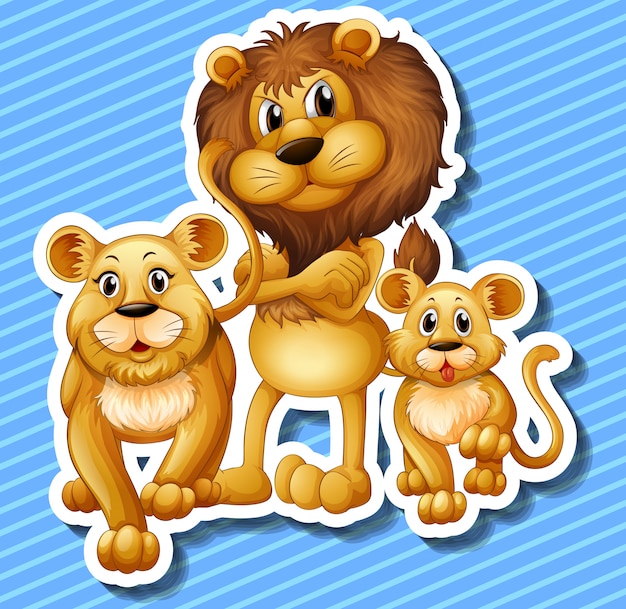 Download Lion family with little cub | Free Vector