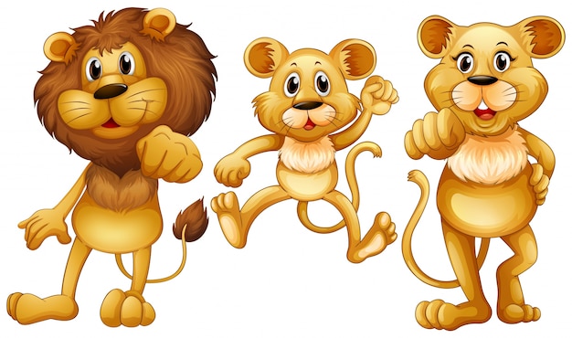 Download Lion family with one little cub illustration Vector | Free ...