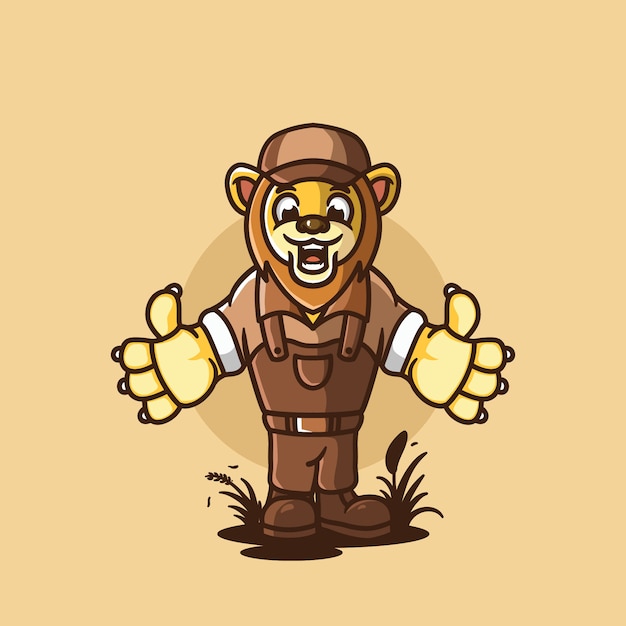 Premium Vector | Lion farmer mascot