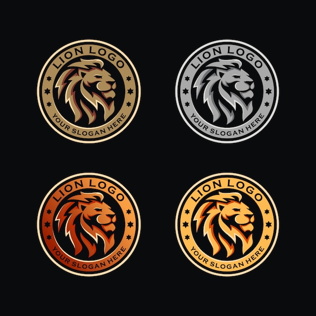 Lion head badge template | Premium Vector