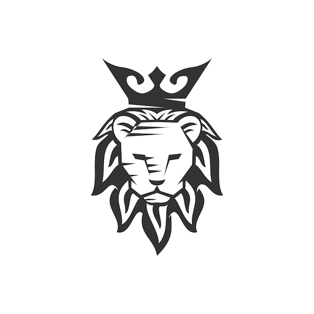 Premium Vector | Lion head crown mascot emblem template brand modern