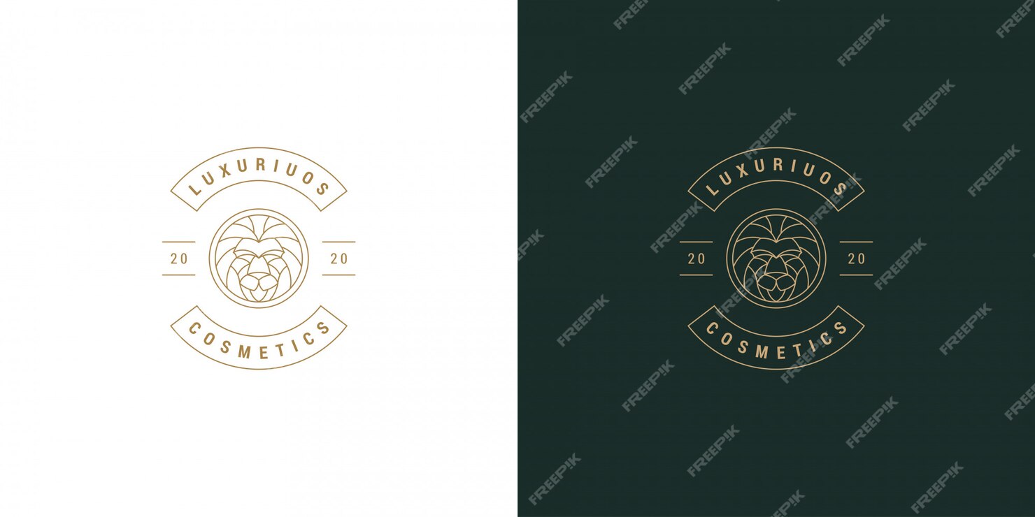 Premium Vector | Lion head line symbol vector logo emblem design ...
