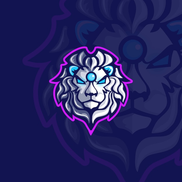 Premium Vector | Lion head silver esports logo