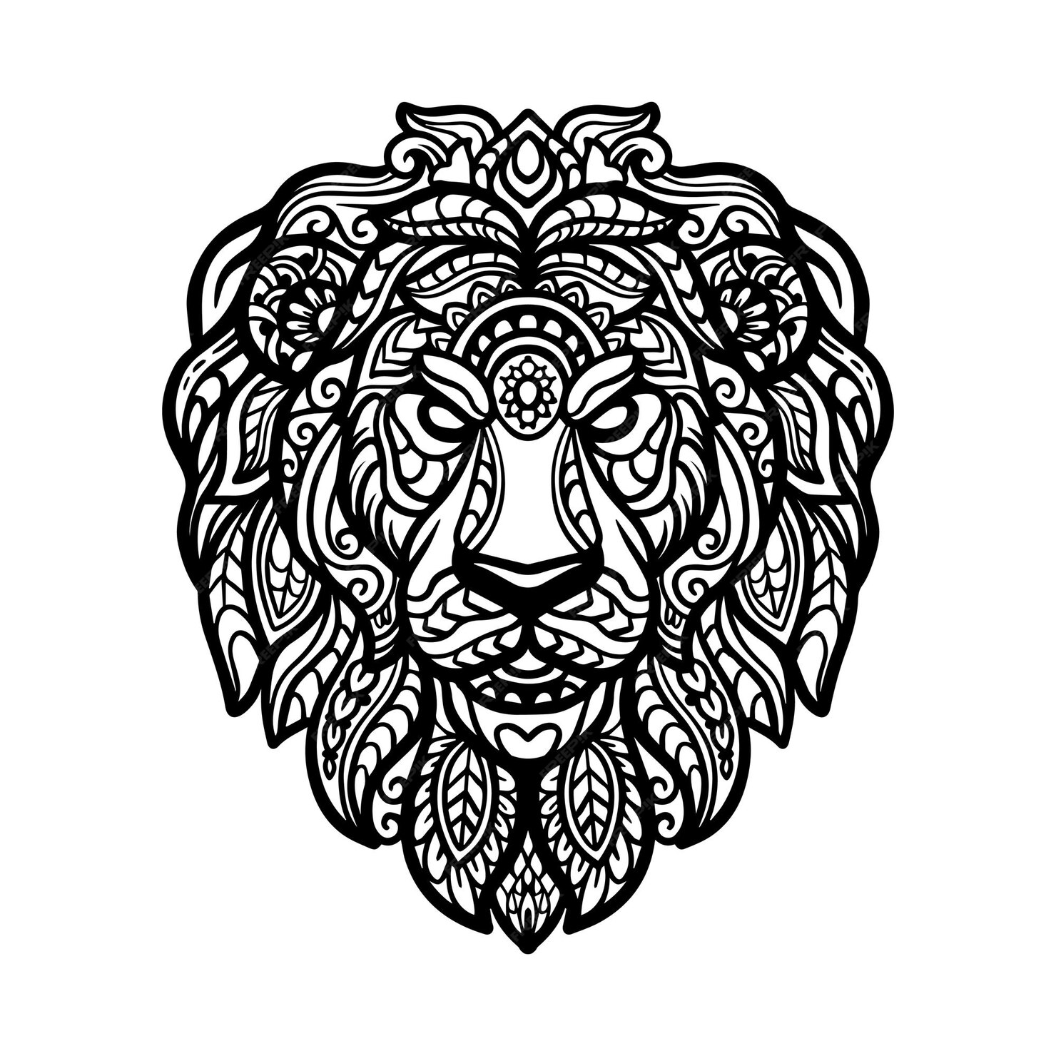 Premium Vector Lion Head Zentangle Arts Isolated On White Background