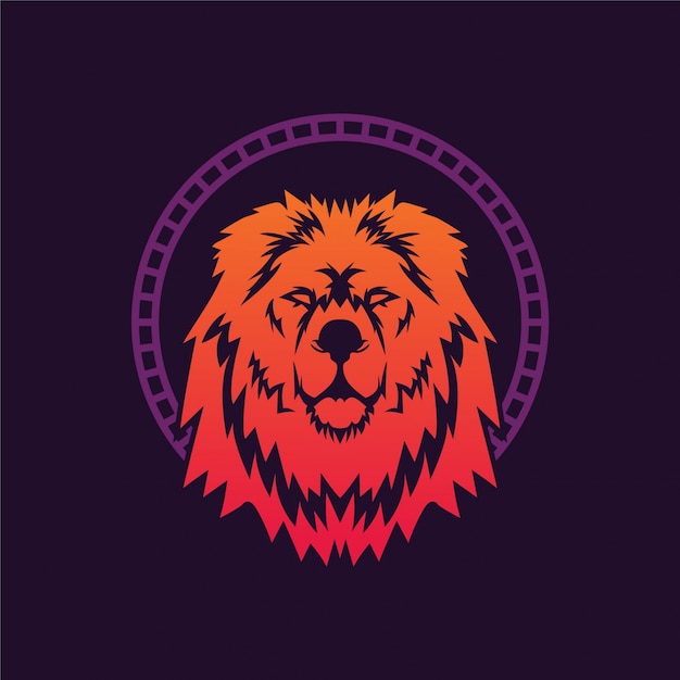 ライオンキングイラストロゴ プレミアムベクター