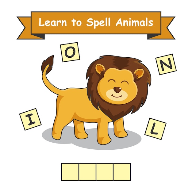 Premium Vector | Lion learn to spell animals