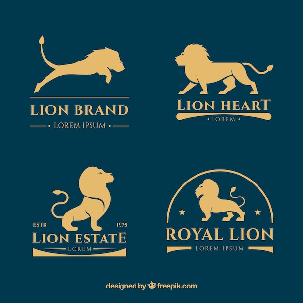 Download Free Lion Logo Collection With Golden Style Free Vector Use our free logo maker to create a logo and build your brand. Put your logo on business cards, promotional products, or your website for brand visibility.